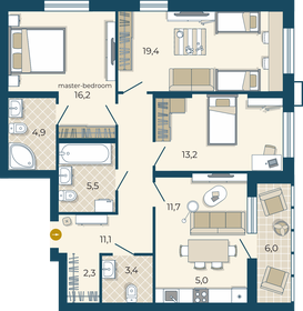 Квартира 99,1 м², 4-комнатная - изображение 1
