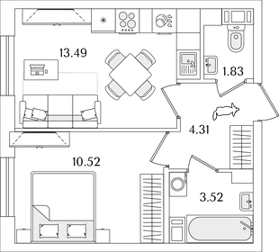 34,2 м², 1-комнатная квартира 7 746 246 ₽ - изображение 66