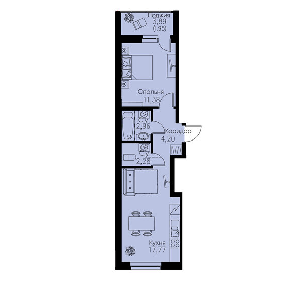 39,9 м², 1-комнатная квартира 7 814 520 ₽ - изображение 27