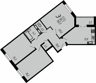 Квартира 87,6 м², 3-комнатная - изображение 1