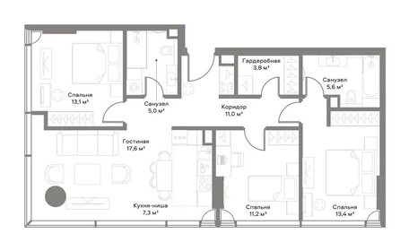 122 м², 4-комнатные апартаменты 59 880 000 ₽ - изображение 140