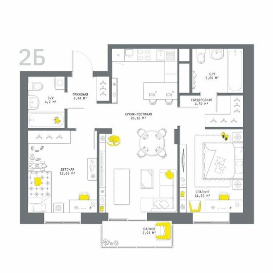 73,4 м², 2-комнатная квартира 9 978 320 ₽ - изображение 1