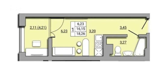 Квартира 20 м², 1-комнатная - изображение 1