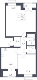 Квартира 89,2 м², 3-комнатная - изображение 1