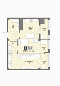 Квартира 66,8 м², 2-комнатная - изображение 1