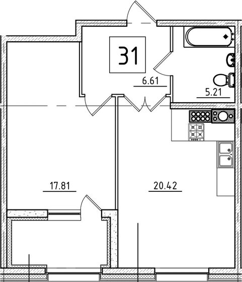 53,1 м², 1-комнатная квартира 30 370 000 ₽ - изображение 1