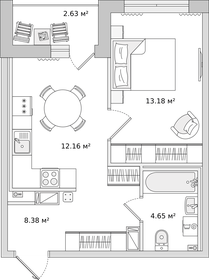 32,8 м², 1-комнатная квартира 10 302 562 ₽ - изображение 15