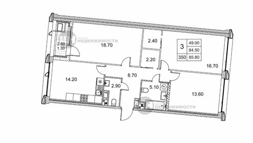 Квартира 85,8 м², 3-комнатная - изображение 1