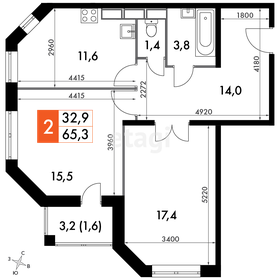 Квартира 66 м², 2-комнатная - изображение 1