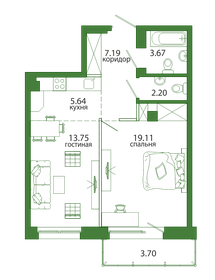 Квартира 55,3 м², 2-комнатная - изображение 1