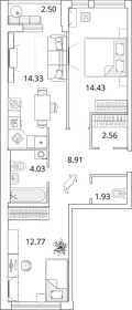 57,2 м², 2-комнатная квартира 15 324 771 ₽ - изображение 20