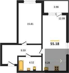 Квартира 55,2 м², 1-комнатная - изображение 1