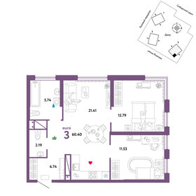 63,9 м², 3-комнатная квартира 8 900 000 ₽ - изображение 66