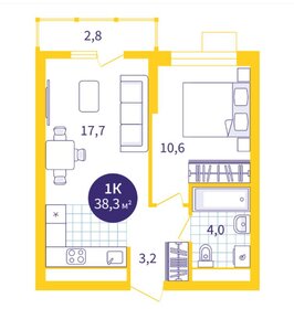 Квартира 38,3 м², 1-комнатная - изображение 1