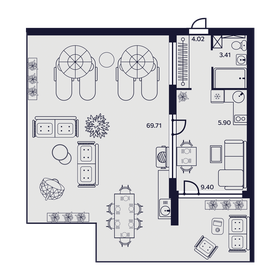 Квартира 92,4 м², 1-комнатные - изображение 1