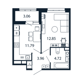 28,6 м², 1-комнатная квартира 6 200 000 ₽ - изображение 115