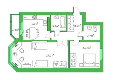 Квартира 65 м², 2-комнатная - изображение 5