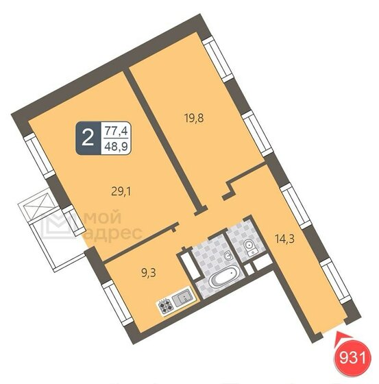 77,4 м², 2-комнатная квартира 33 000 000 ₽ - изображение 1