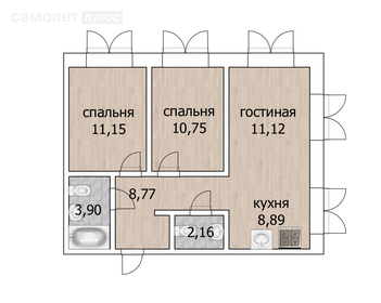 Квартира 57 м², 2-комнатная - изображение 1