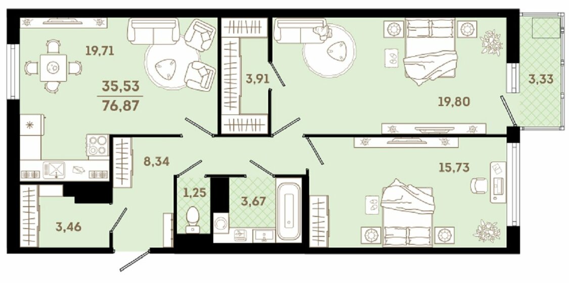 79,2 м², 2-комнатная квартира 18 563 000 ₽ - изображение 1