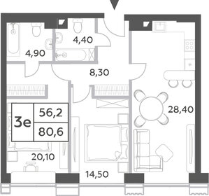 Квартира 80,6 м², 3-комнатная - изображение 1