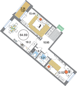 65,3 м², 2-комнатная квартира 18 028 576 ₽ - изображение 61