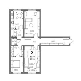 Квартира 89,4 м², 3-комнатная - изображение 2