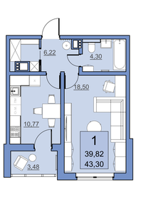 39,8 м², 1-комнатная квартира 4 191 100 ₽ - изображение 2