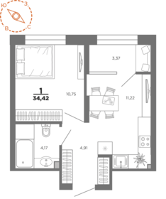 57 м², 1-комнатная квартира 5 499 000 ₽ - изображение 130