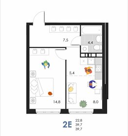 Квартира 39,7 м², 2-комнатная - изображение 1