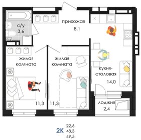 49,6 м², 2-комнатная квартира 6 708 334 ₽ - изображение 53