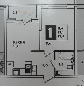 Квартира 33,5 м², 1-комнатная - изображение 1