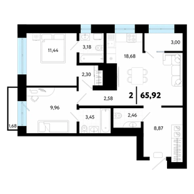 Квартира 65,9 м², 2-комнатная - изображение 1