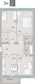 Квартира 65,1 м², 3-комнатная - изображение 1