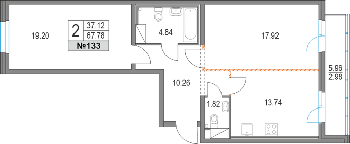 69,4 м², 2-комнатная квартира 16 996 320 ₽ - изображение 56