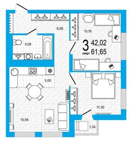 61,7 м², 3-комнатная квартира 7 613 775 ₽ - изображение 4