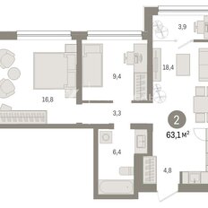 Квартира 63,1 м², 2-комнатная - изображение 4