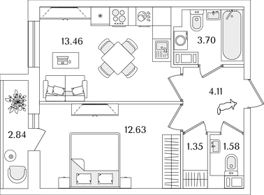 38 м², 1-комнатная квартира 9 500 000 ₽ - изображение 69