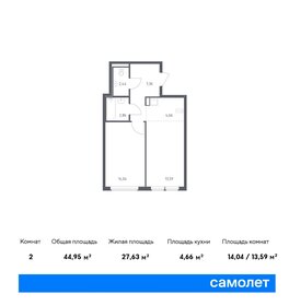 Квартира 45 м², 1-комнатная - изображение 1