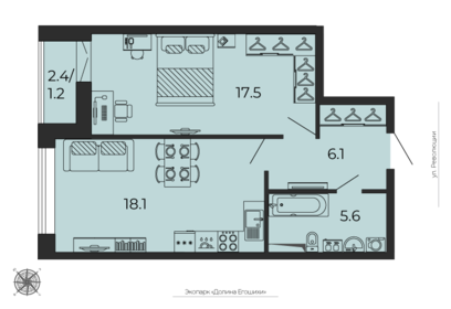 48,7 м², 2-комнатная квартира 8 450 000 ₽ - изображение 6