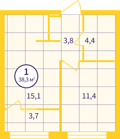 38,6 м², 1-комнатная квартира 4 980 000 ₽ - изображение 23