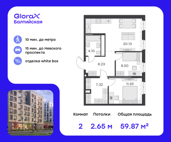 60 м², 2-комнатная квартира 21 449 998 ₽ - изображение 9