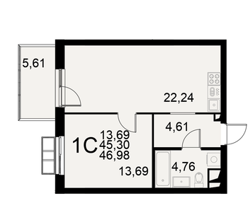 45,5 м², 1-комнатная квартира 7 955 500 ₽ - изображение 14