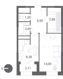 Квартира 40,4 м², 1-комнатная - изображение 1