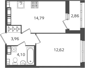 Квартира 36,9 м², 1-комнатная - изображение 1