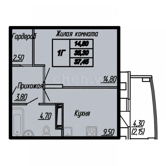 39 м², 1-комнатная квартира 4 900 000 ₽ - изображение 1
