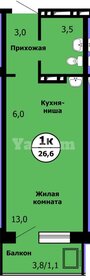 26 м², 1-комнатная квартира 2 200 000 ₽ - изображение 98