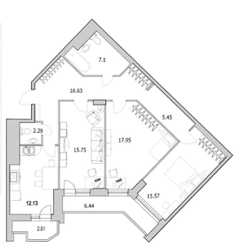 Квартира 103,1 м², 3-комнатная - изображение 1