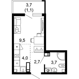 Квартира 21 м², 1-комнатная - изображение 1