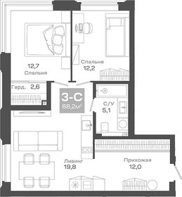 Квартира 68,2 м², 3-комнатная - изображение 1